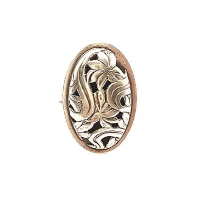 Sterling Silver Oval Filigree Ring- Size: 7-8
