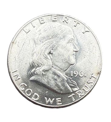 1961-D Franklin Silver Half Dollar- Uncirculated- XF