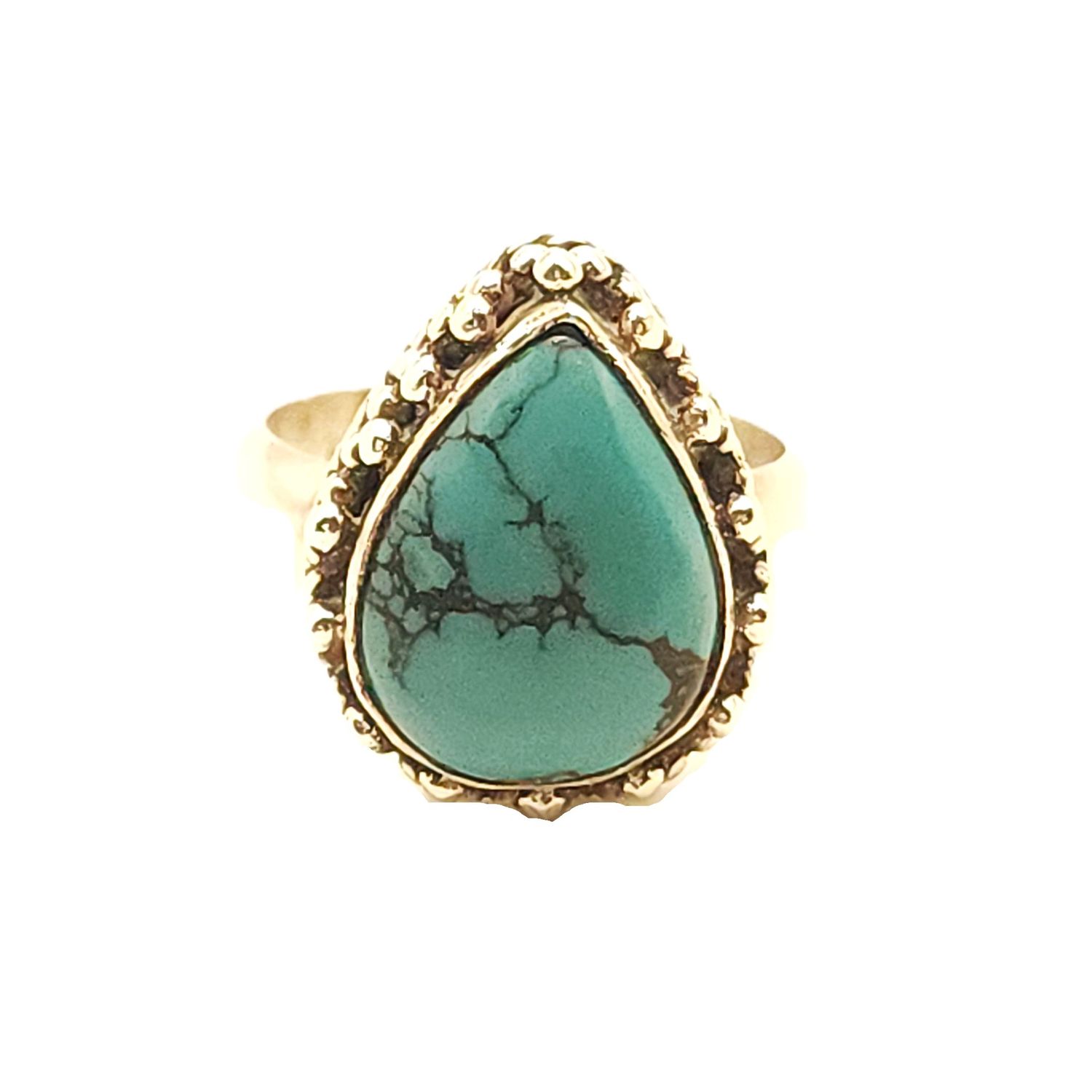 Sterling Silver Teardrop Turquoise Ring- Size: 8