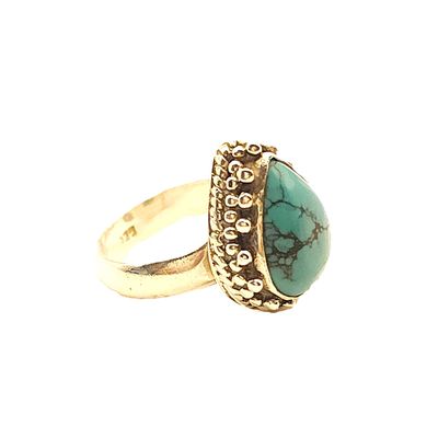 Sterling Silver Teardrop Turquoise Ring- Size: 8