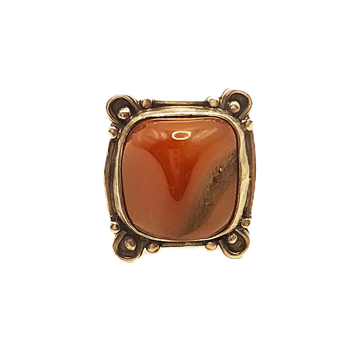 Sterling Silver Natural Red Carnelian Ring- Size: 6.5