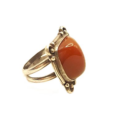 Sterling Silver Natural Red Carnelian Ring- Size: 6.5