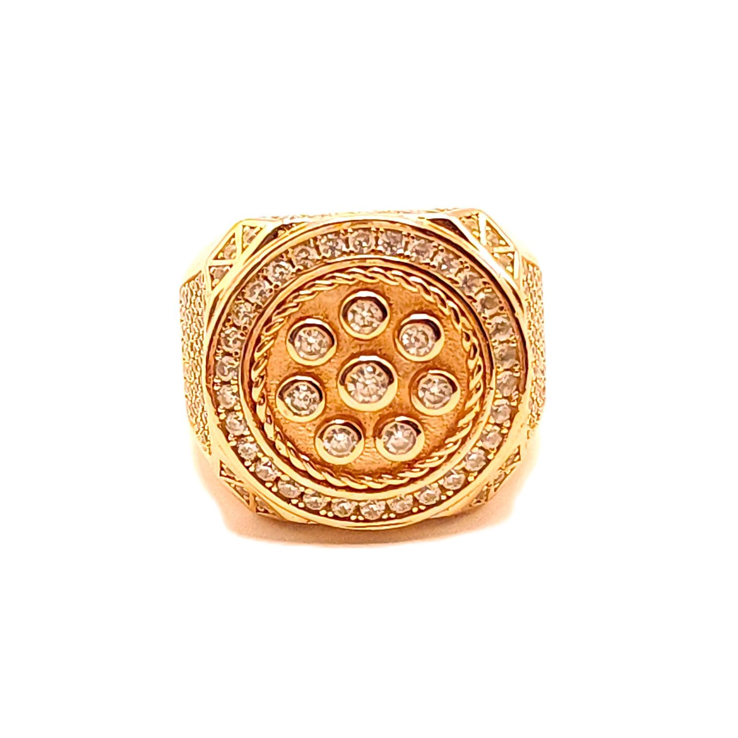 Sterling Silver Rosetone Round Cluster Ring- Size: 9