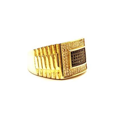 Sterling Silver Goldtone Black &amp; Clear Stone Ring- Size: 9