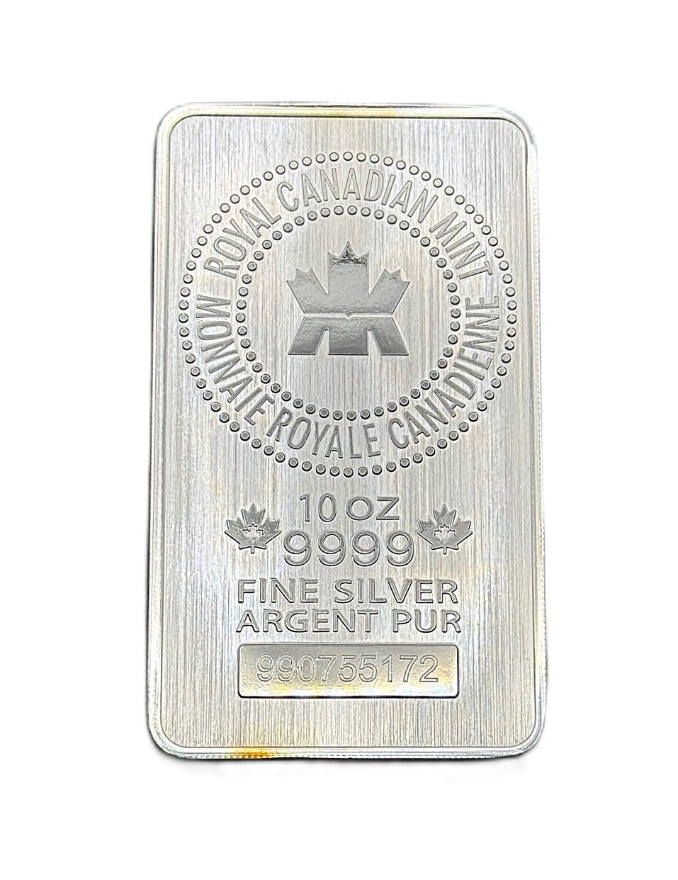 10 oz- Royal Canadian Mint- Silver Bar- .9999 Fine-  Serialized Bullion