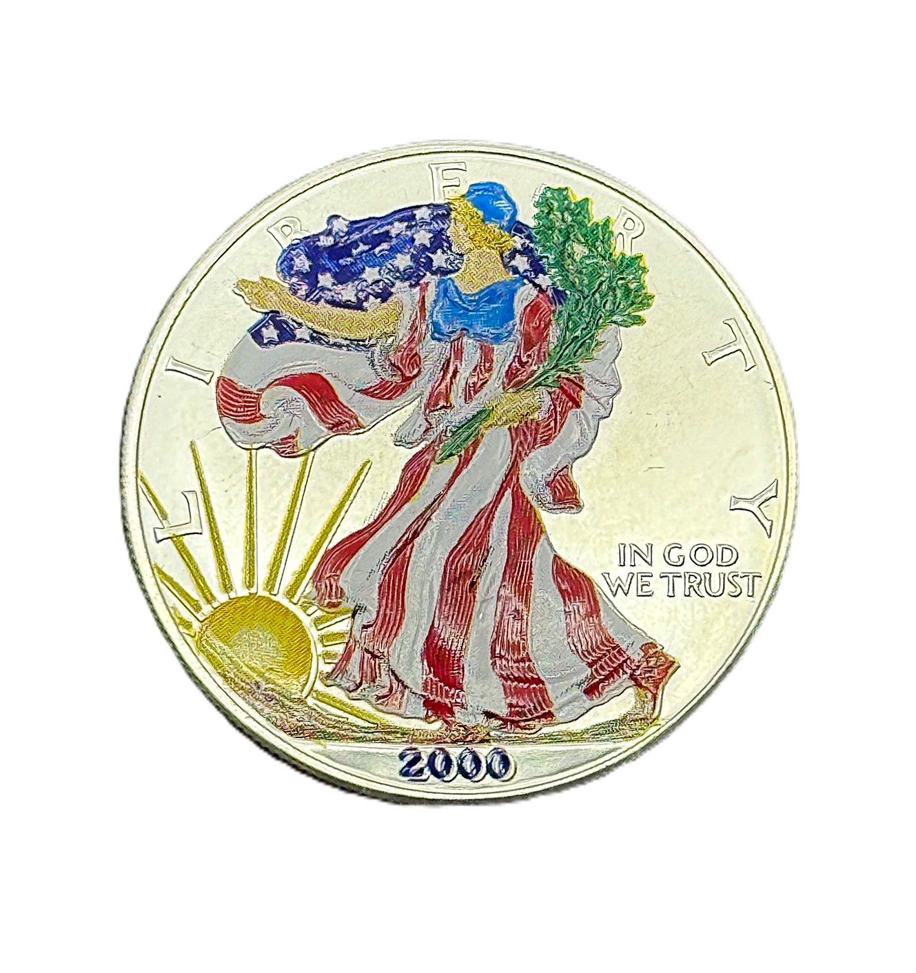 2000 Painted American Silver Eagle 1 oz .999 Fine Silver Dollar Coin