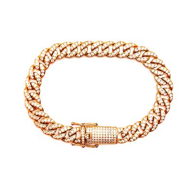 Sterling Silver Rosetone Curb Bracelet- Size: 7"