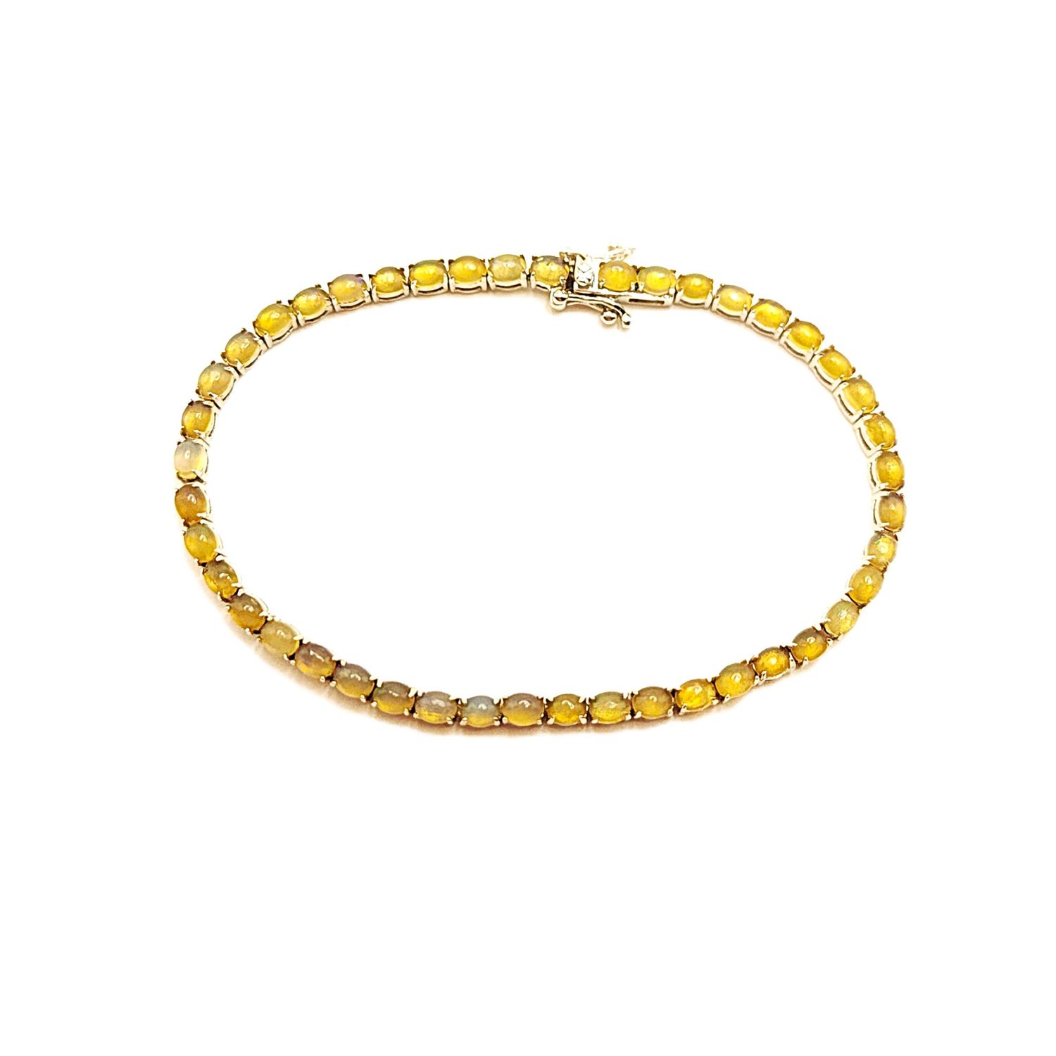 Sterling Silver Yellow Opal Bracelet- Size: 8"