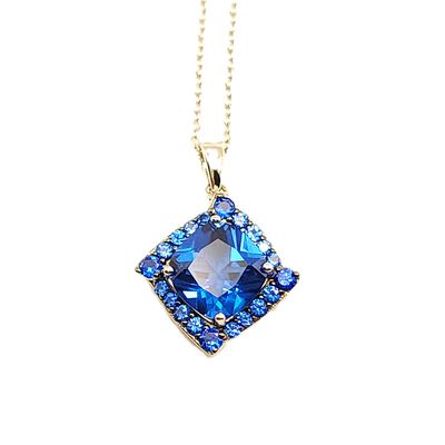 Sterling Silver Topaz on Sterling Silver Necklace- Size: 18"