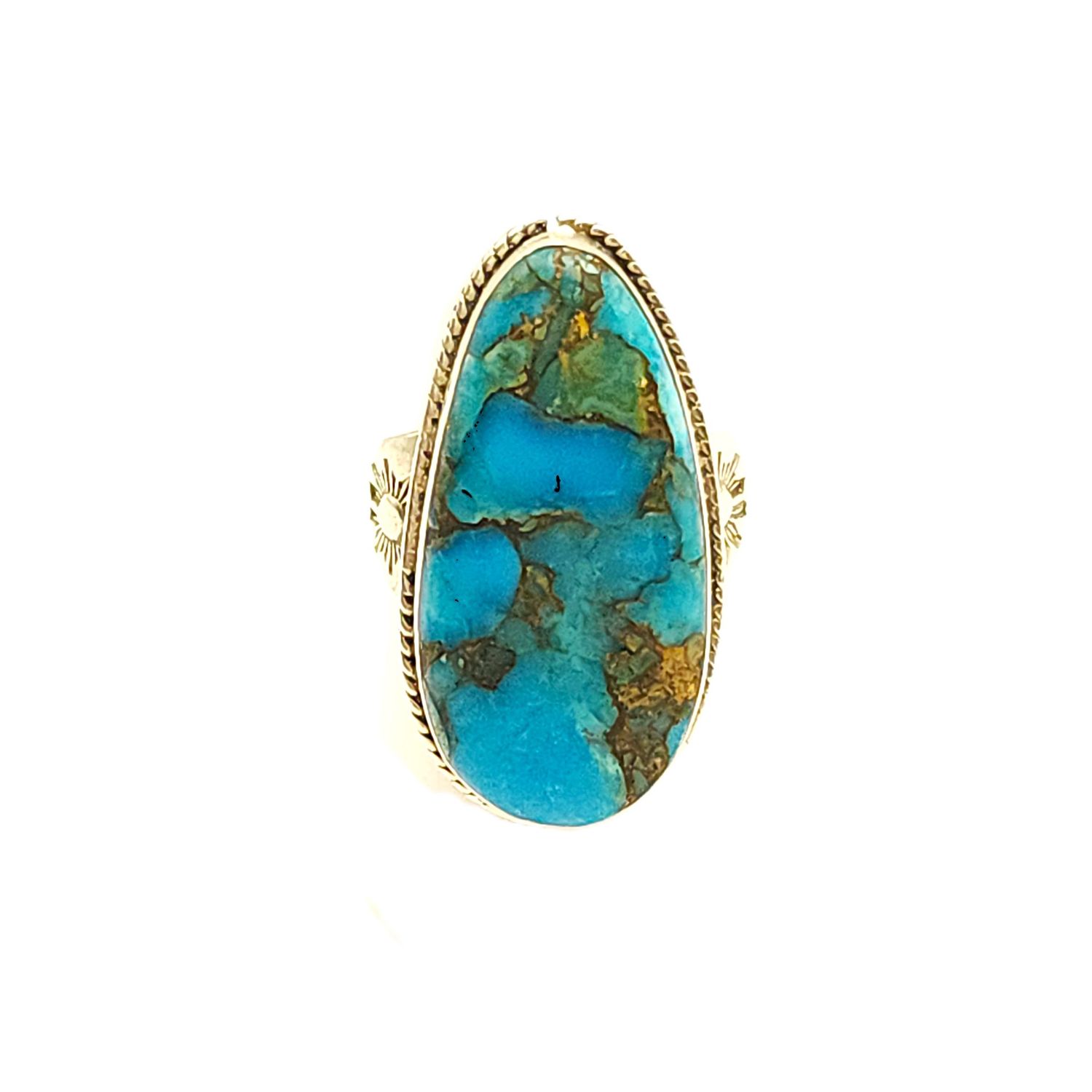 Sterling Silver Oval Turquoise Ring- Size: 10