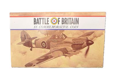1990 Marshall Islands $5 Battle of Britain Commemorative Coin - Uncirculated with Folder