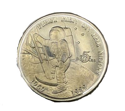 1989 Marshall Islands $5 First Men on the Moon Apollo 11 Commemorative Coin BU