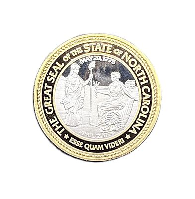 2007 Long View North Carolina Centennial 1 oz .999 Silver Gold-Plated Medallion Proof-Like NWTM with COA