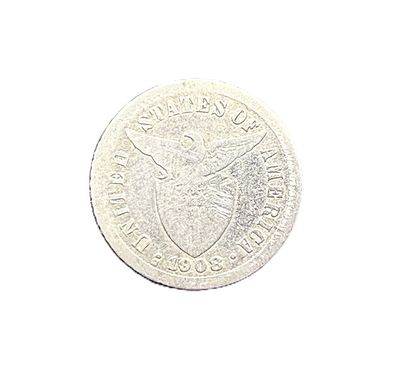1908-S Philippines 10 Centavos Silver Coin - US Territorial Issue
