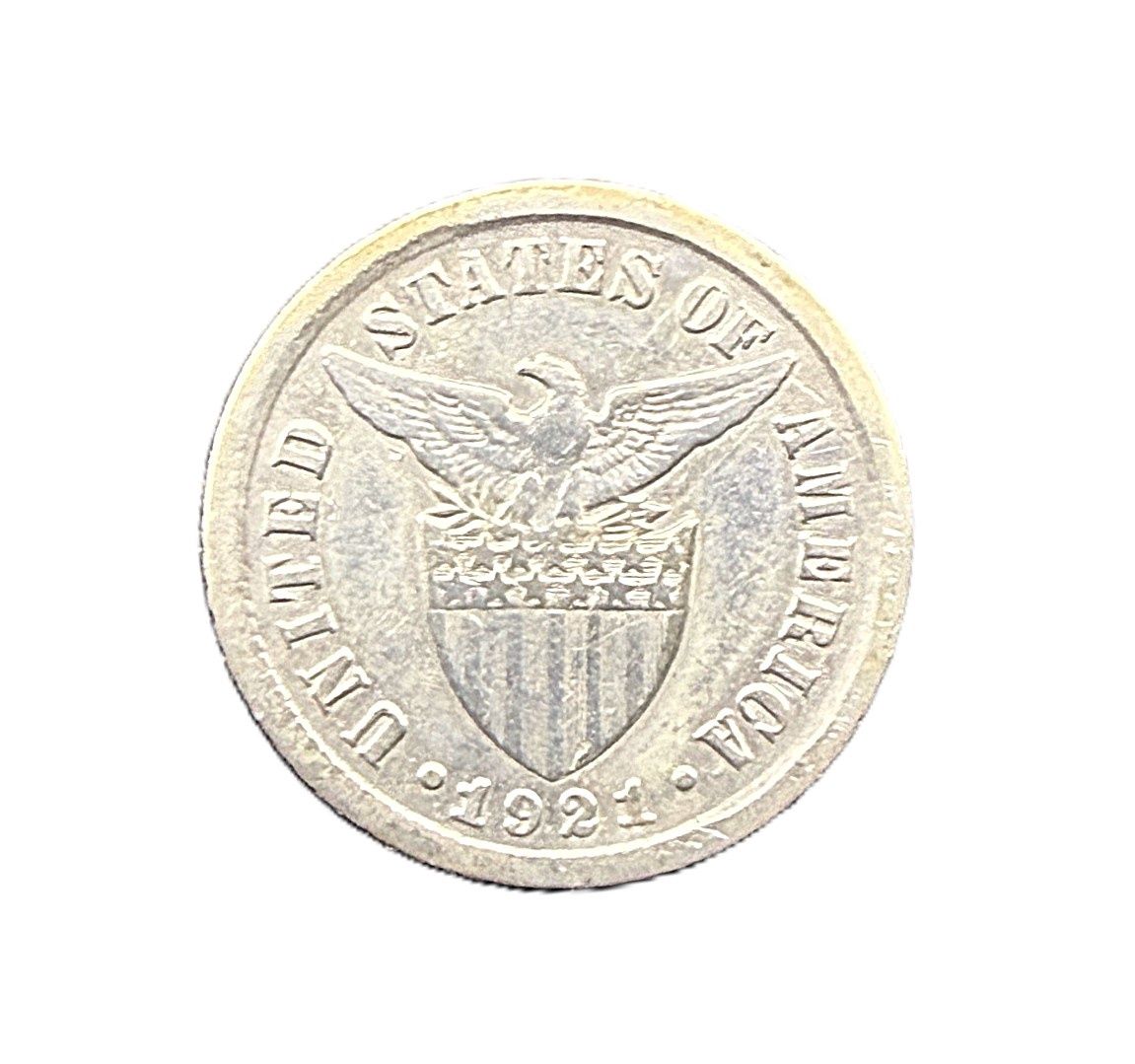 1921 Philippines 10 Centavos Silver Coin - US Territorial Issue