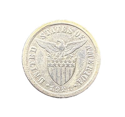 1921 Philippines 10 Centavos Silver Coin - US Territorial Issue