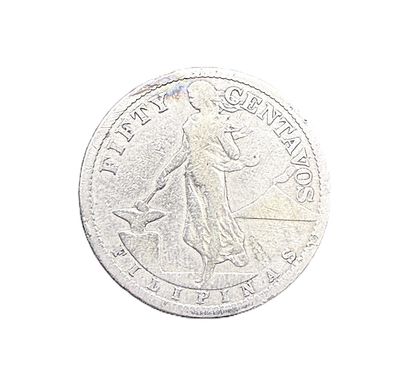 1907-S Philippines 50 Centavos Silver Coin - US Territorial Issue