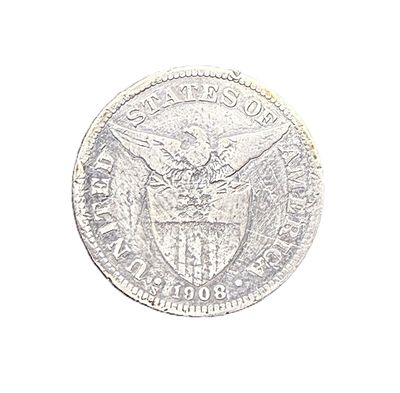 1908-S Philippines 50 Centavos Silver Coin - US Territorial Issue