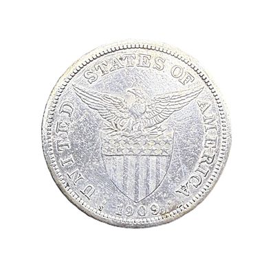 1909-S Philippines 1 Peso Silver Coin - US Territorial Issue