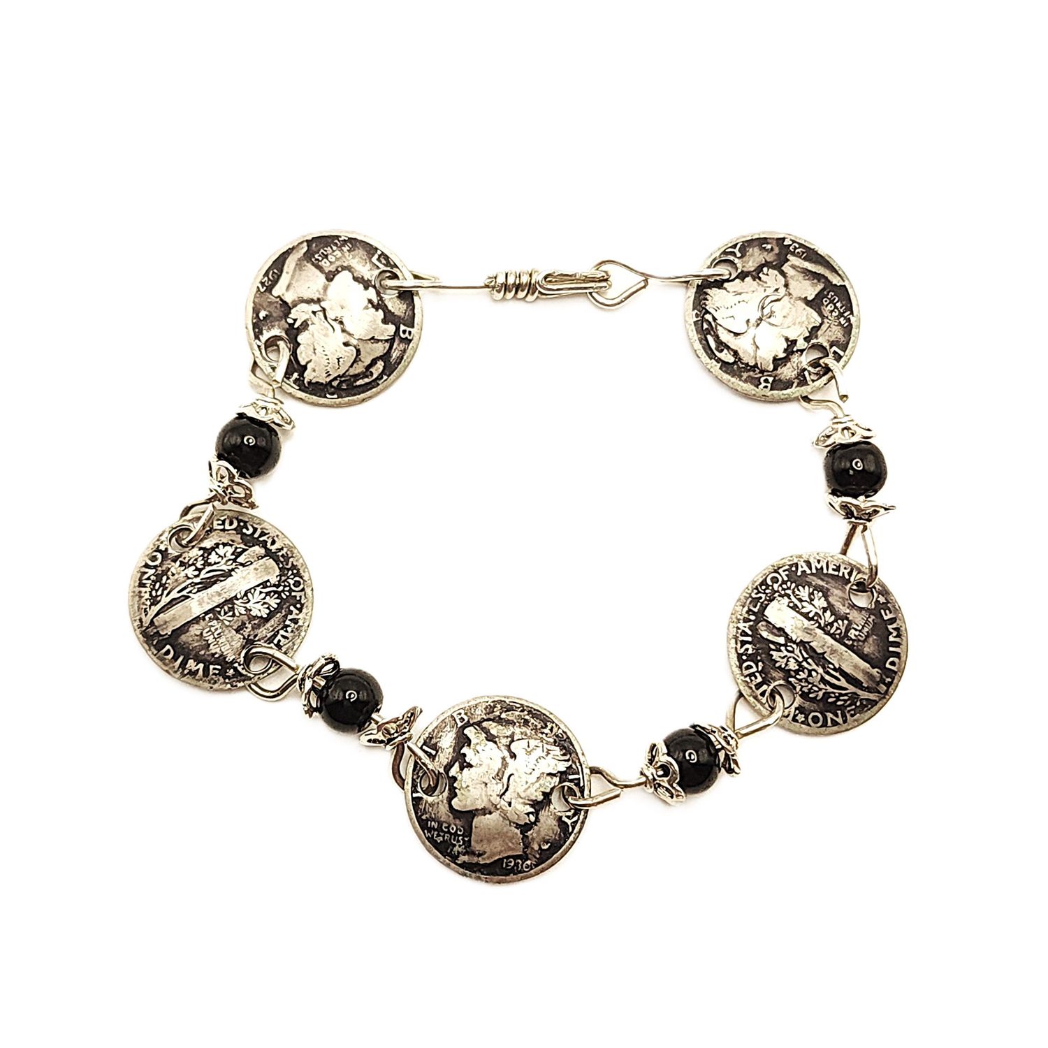 Sterling Silver Mercury Dime Bracelet- Size: 7"