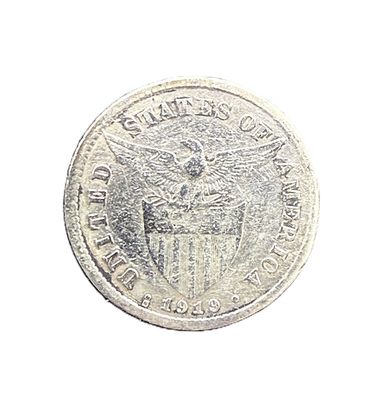1919-S Philippines 20 Centavos Silver Coin