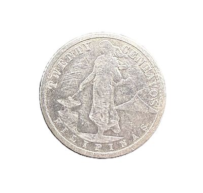 1916-S Philippines 20 Centavos Silver Coin