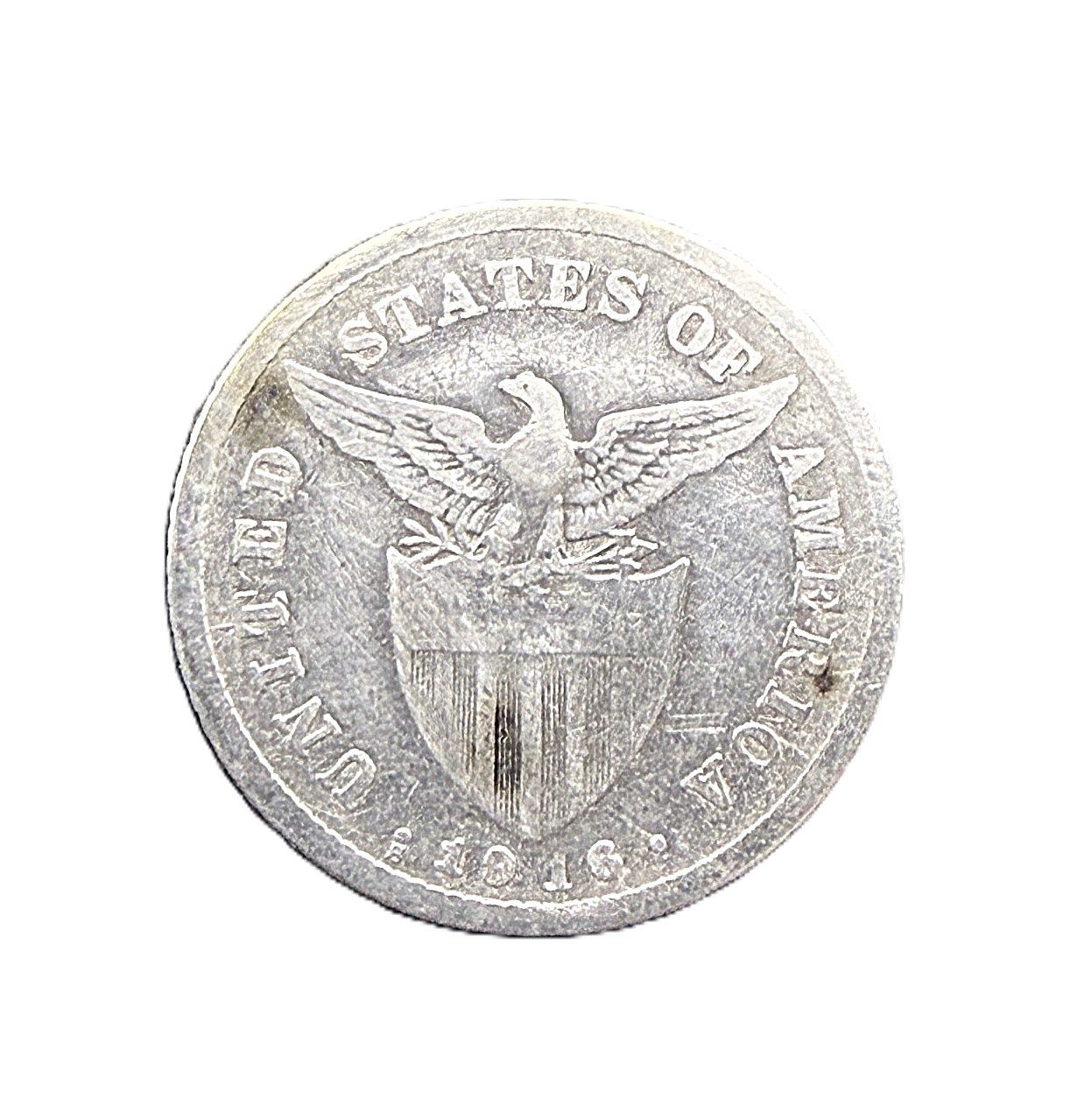1916-S Philippines 20 Centavos Silver Coin