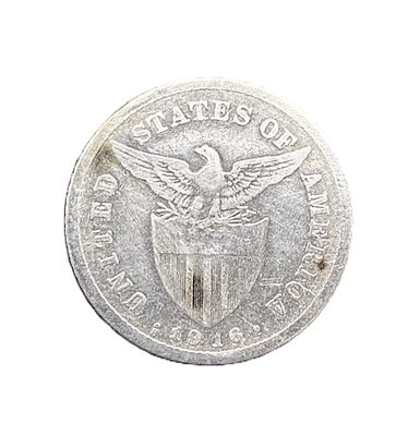1916-S Philippines 20 Centavos Silver Coin