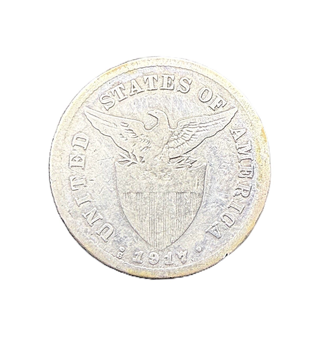 1917-S Philippines 20 Centavos Silver Coin