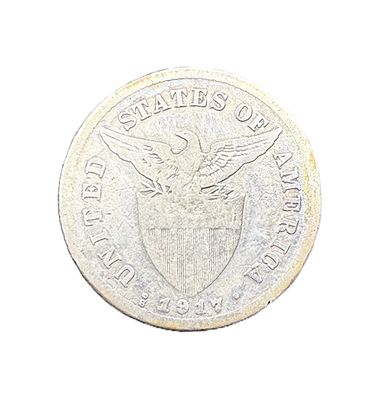 1917-S Philippines 20 Centavos Silver Coin