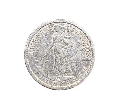 1929-M Philippines 20 Centavos Silver Coin