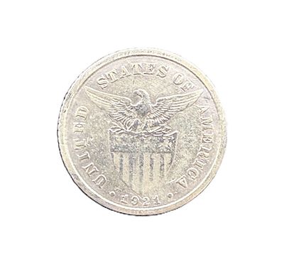 1921 Philippines 20 Centavos Silver Coin
