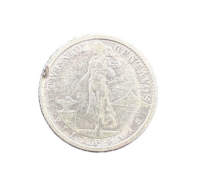1921 Philippines 20 Centavos Silver Coin