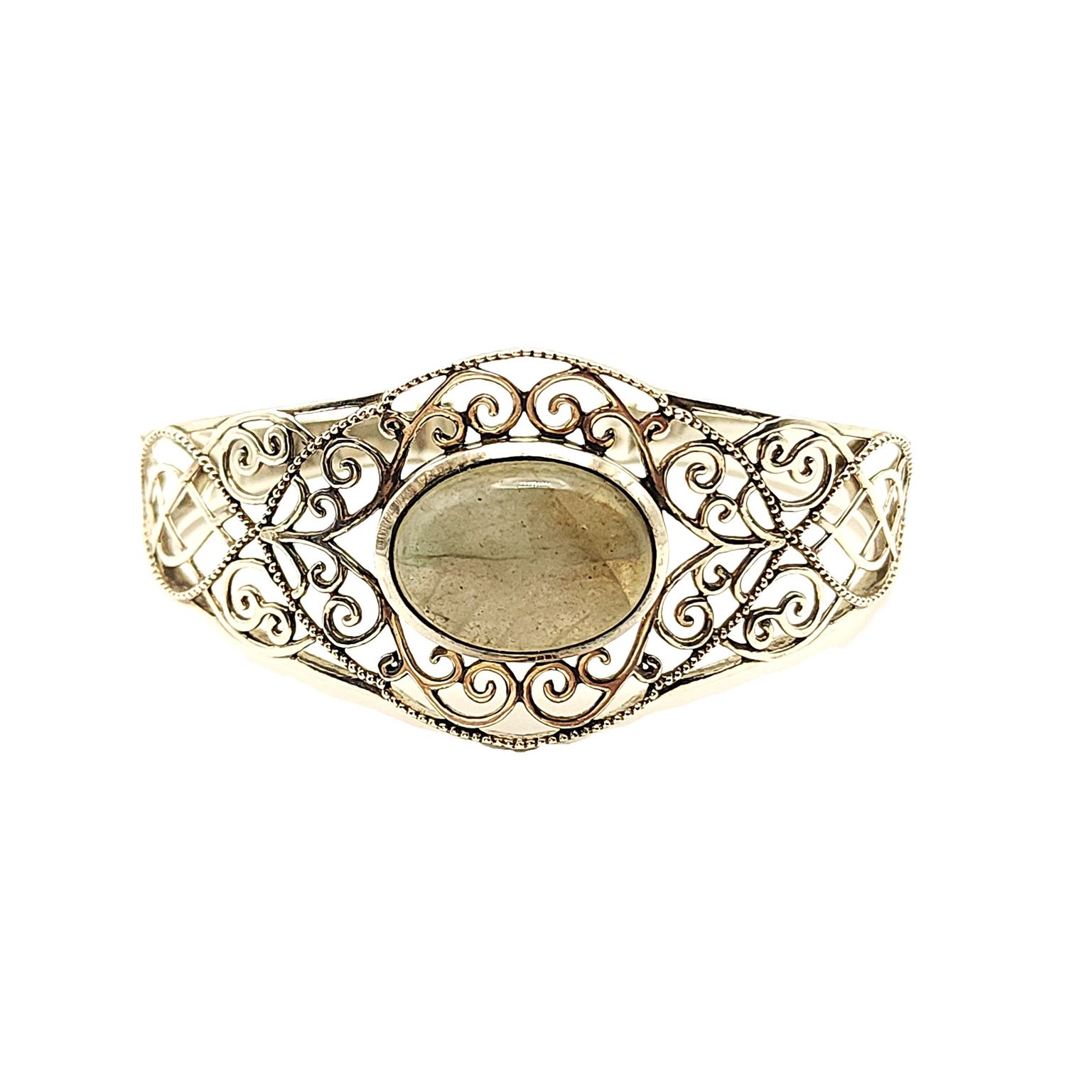 Sterling Silver Filigree Labradorite Cuff Bracelet