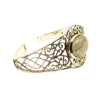 Sterling Silver Filigree Labradorite Cuff Bracelet