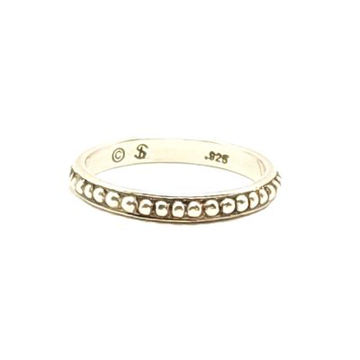 Sterling Silver Dotted Stacking Band Ring- Size: 8