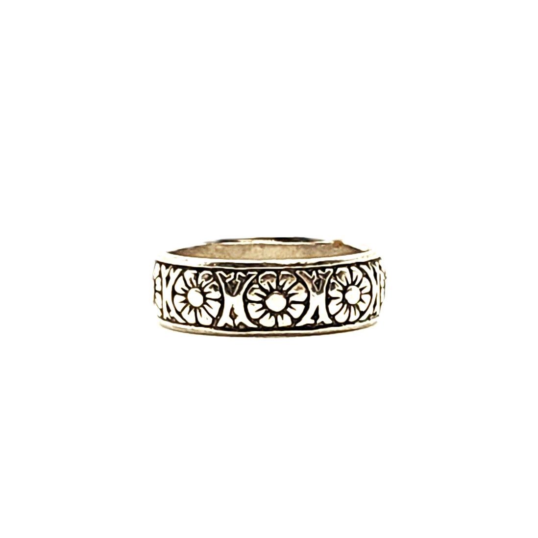 Sterling Silver Floral Band- Size: 7