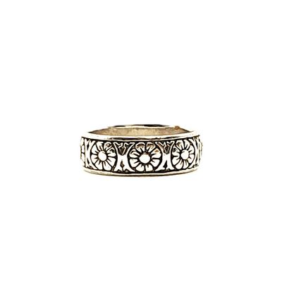 Sterling Silver Floral Band- Size: 7