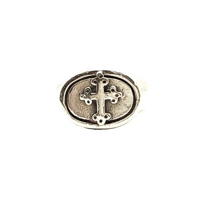 Sterling Silver Cross of Lorraine Ring- Size: 10.5