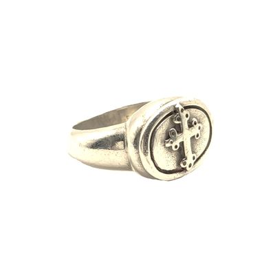 Sterling Silver Cross of Lorraine Ring- Size: 10.5