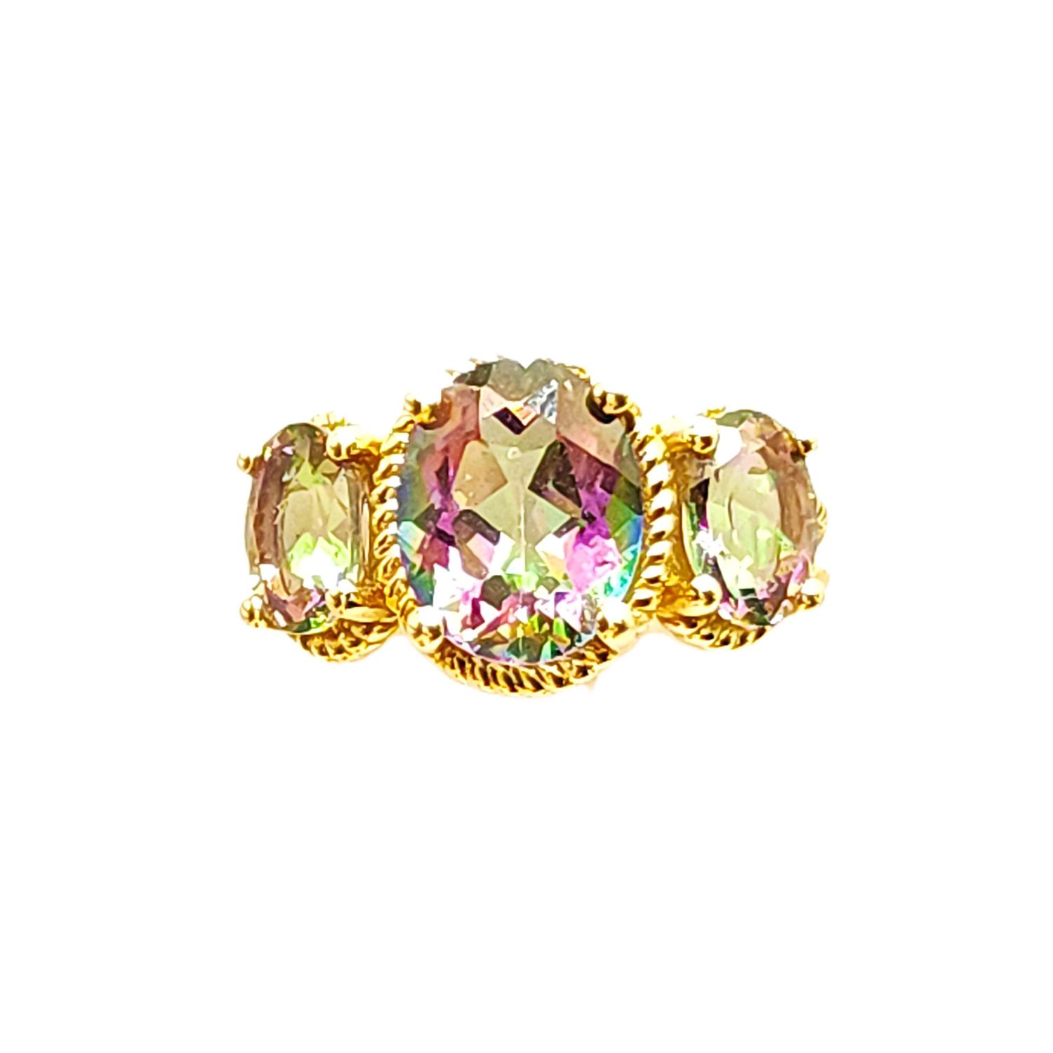 14k Gold Mystic Topaz Ring- Size: 5