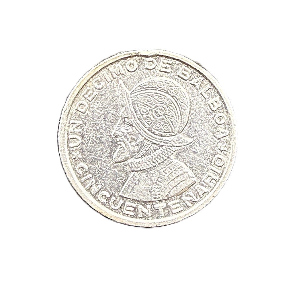 1953 Panama 1/10 Balboa Silver Coin - 50th Anniversary of the Republic