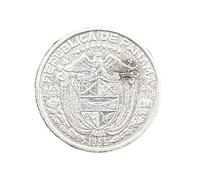 1953 Panama 1/10 Balboa Silver Coin - 50th Anniversary of the Republic