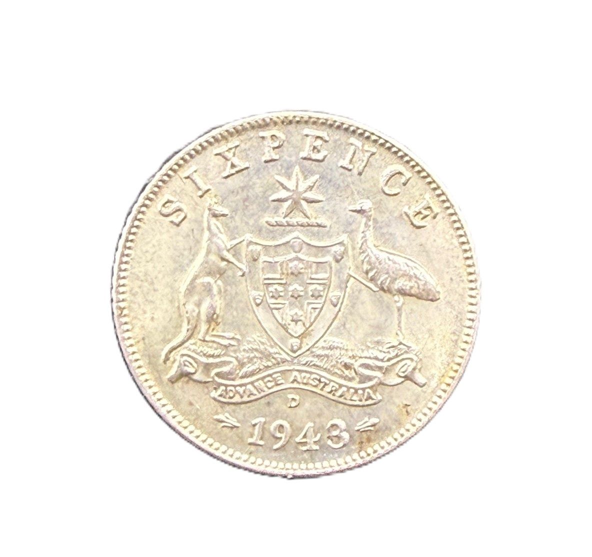 1943-S Australia Silver Sixpence King George VI WWII Era
