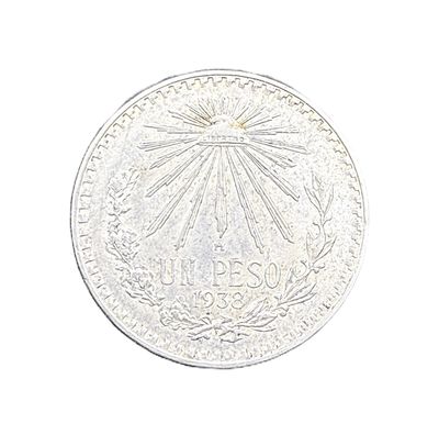 1938 Mexico 1 Peso Silver Coin