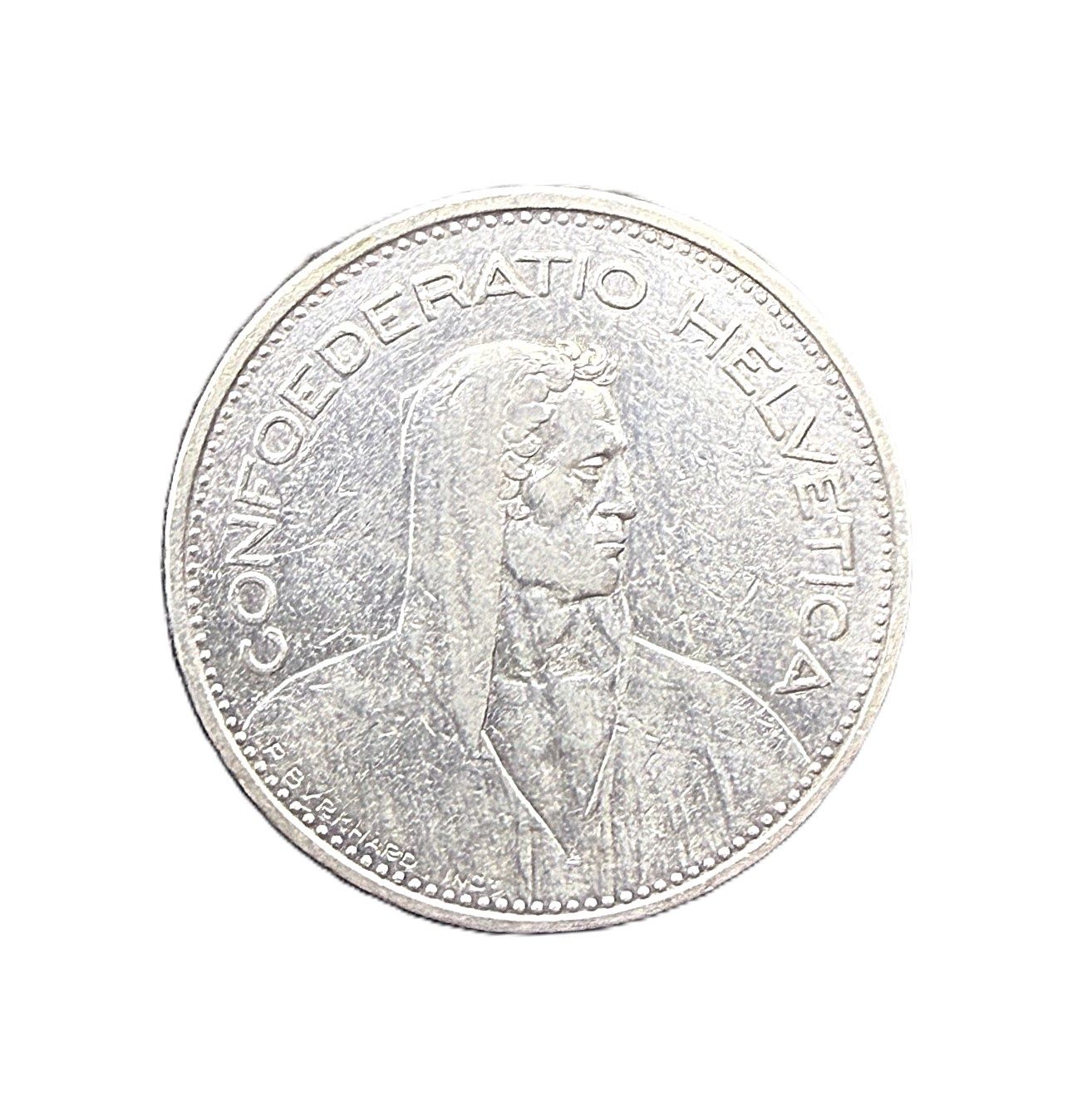 1935-B Switzerland Silver 5 Francs Herdsman Coin