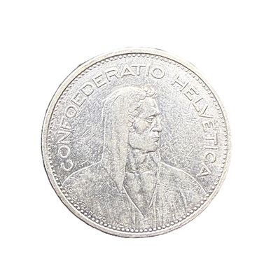 1935-B Switzerland Silver 5 Francs Herdsman Coin