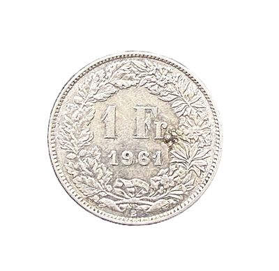 1961-B Switzerland 1 Franc Silver Coin Helvetia Standing
