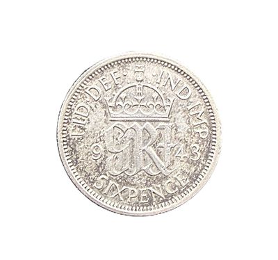 1943 Great Britain Silver 6 Pence George VI