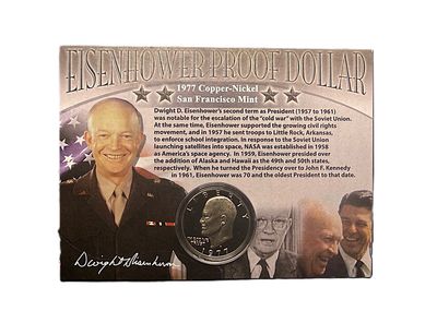 1977-S Eisenhower Dollar Clad Proof San Francisco Mint Collectible in Display